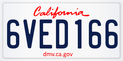 CA license plate 6VED166