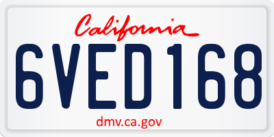 CA license plate 6VED168