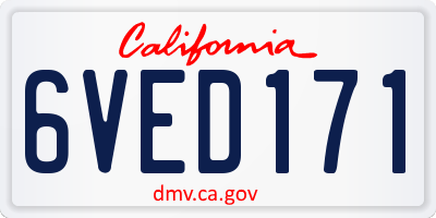 CA license plate 6VED171