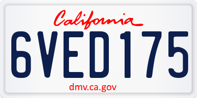 CA license plate 6VED175