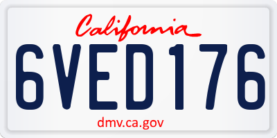 CA license plate 6VED176