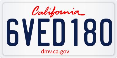 CA license plate 6VED180