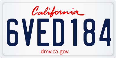 CA license plate 6VED184