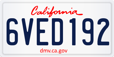 CA license plate 6VED192