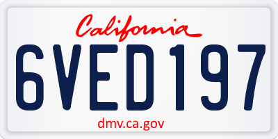 CA license plate 6VED197