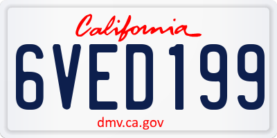 CA license plate 6VED199