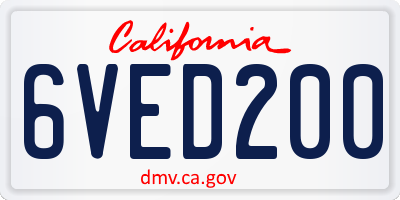 CA license plate 6VED200