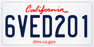 CA license plate 6VED201