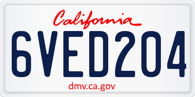 CA license plate 6VED204