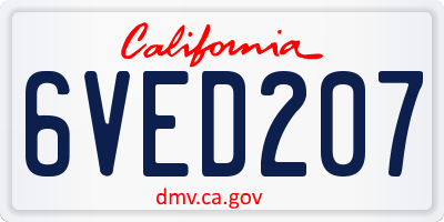 CA license plate 6VED207