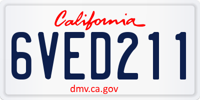 CA license plate 6VED211