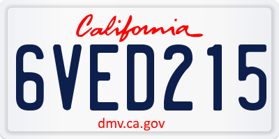 CA license plate 6VED215