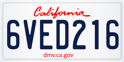 CA license plate 6VED216
