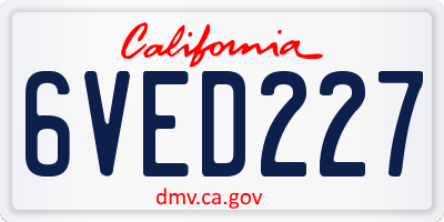 CA license plate 6VED227