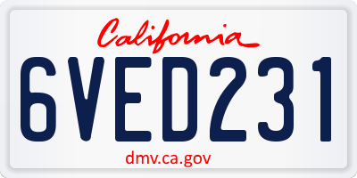 CA license plate 6VED231