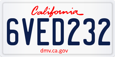 CA license plate 6VED232