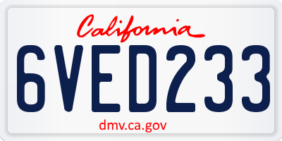 CA license plate 6VED233