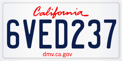 CA license plate 6VED237