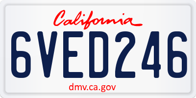 CA license plate 6VED246