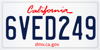 CA license plate 6VED249