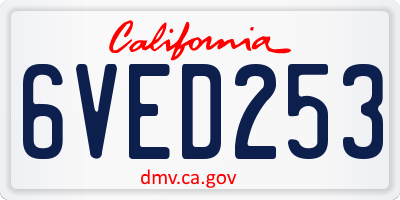 CA license plate 6VED253