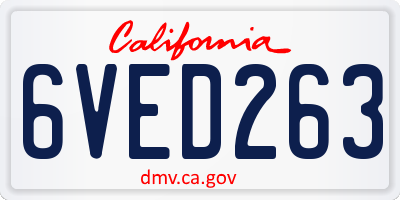 CA license plate 6VED263