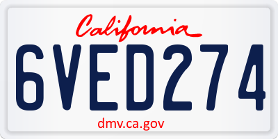 CA license plate 6VED274