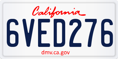 CA license plate 6VED276