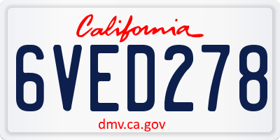 CA license plate 6VED278