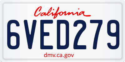 CA license plate 6VED279