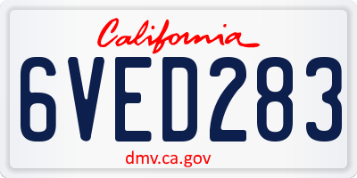 CA license plate 6VED283