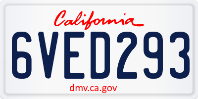 CA license plate 6VED293