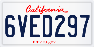 CA license plate 6VED297