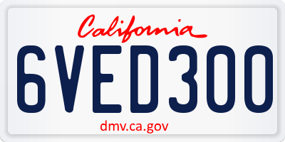 CA license plate 6VED300