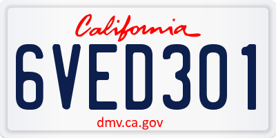 CA license plate 6VED301