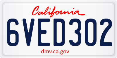 CA license plate 6VED302