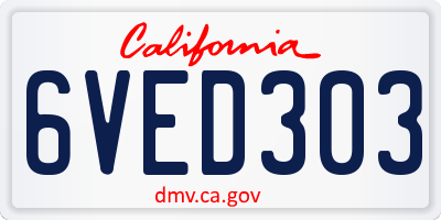 CA license plate 6VED303