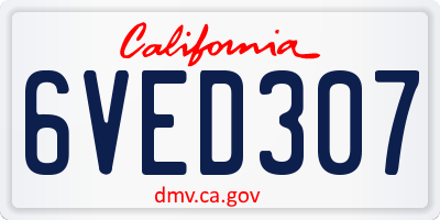 CA license plate 6VED307