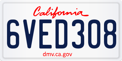 CA license plate 6VED308