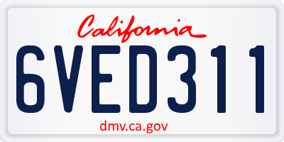 CA license plate 6VED311