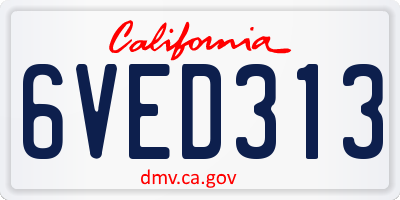 CA license plate 6VED313