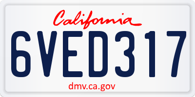 CA license plate 6VED317