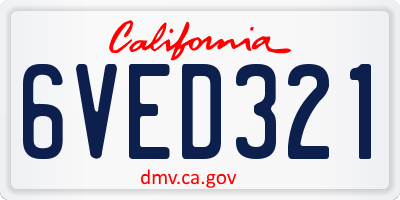 CA license plate 6VED321