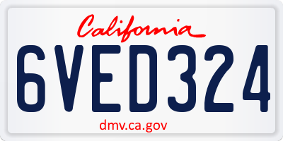 CA license plate 6VED324