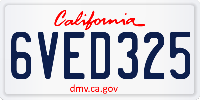 CA license plate 6VED325