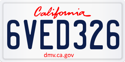 CA license plate 6VED326