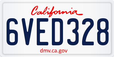 CA license plate 6VED328