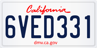 CA license plate 6VED331