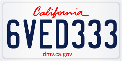 CA license plate 6VED333