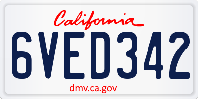CA license plate 6VED342